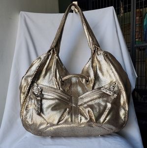 B. Makowsky Reese Tote in Gold and Brown Leather